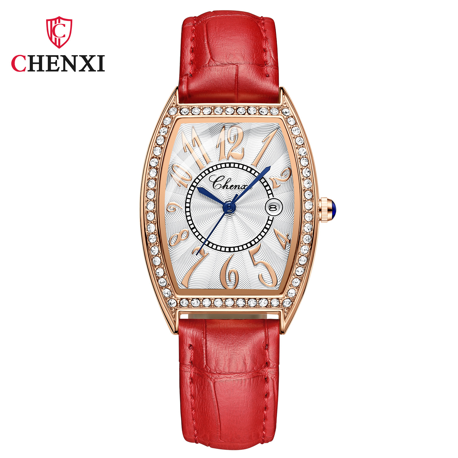 Popular Women&#039;s Watch Women&#039;s Watch Fashion Wine Bucket Diamond-Embedded Leather Waterproof Net Red Watch Leather Watch