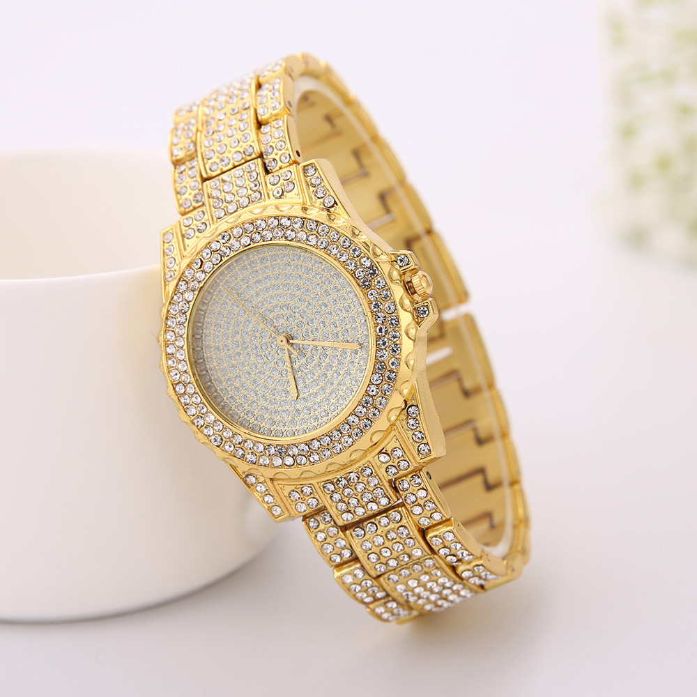 Foreign Trade Starry Diamond Steel Strap Women&#039;s Watch Fashion Watch Rose Gold Diamond Watch