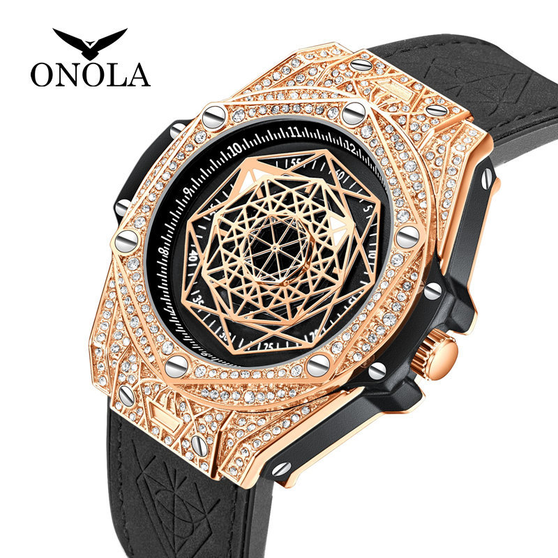 Onola Cross-Border Fashion and Fully-Jewelled Diamond Women&#039;s Watch Men&#039;s Tik Tok Live Stream Waterproof Alloy Watch