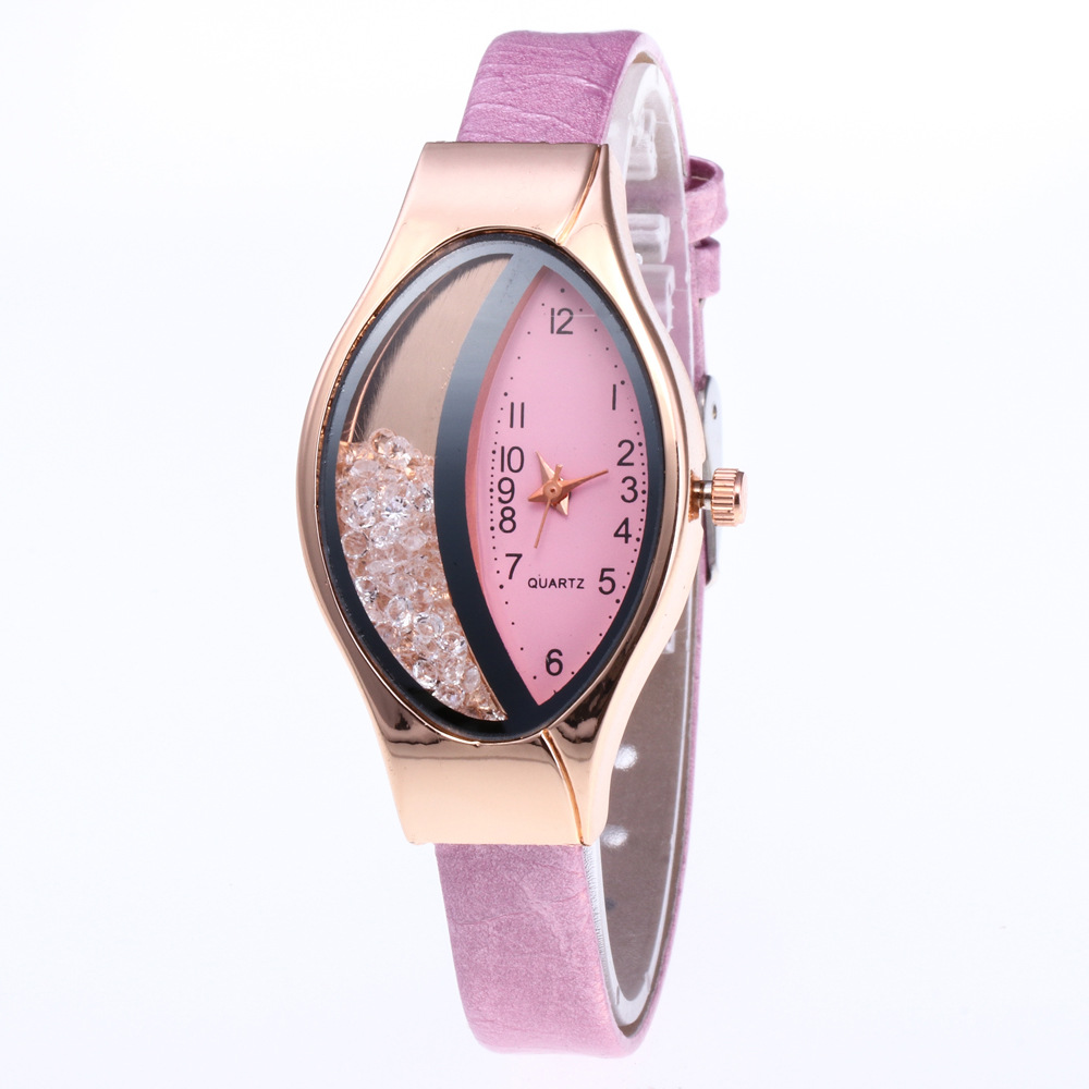 Cross-Border Hot Serpentine Belt Diamond-Embedded Fashion Women&#039;s Watch Half Rhinestone Ball Leather Watch