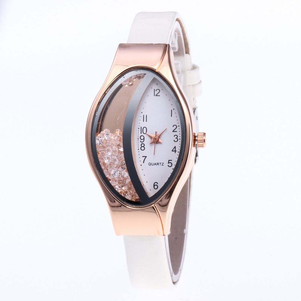 Cross-Border Hot Serpentine Belt Diamond-Embedded Fashion Women&#039;s Watch Half Rhinestone Ball Leather Watch