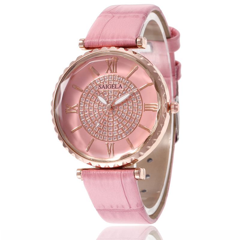 Leather Watch Starry Pattern Diamond Women&#039;s Bracelet Watch All-Match Ladies Fashion Leather Watch Wholesale