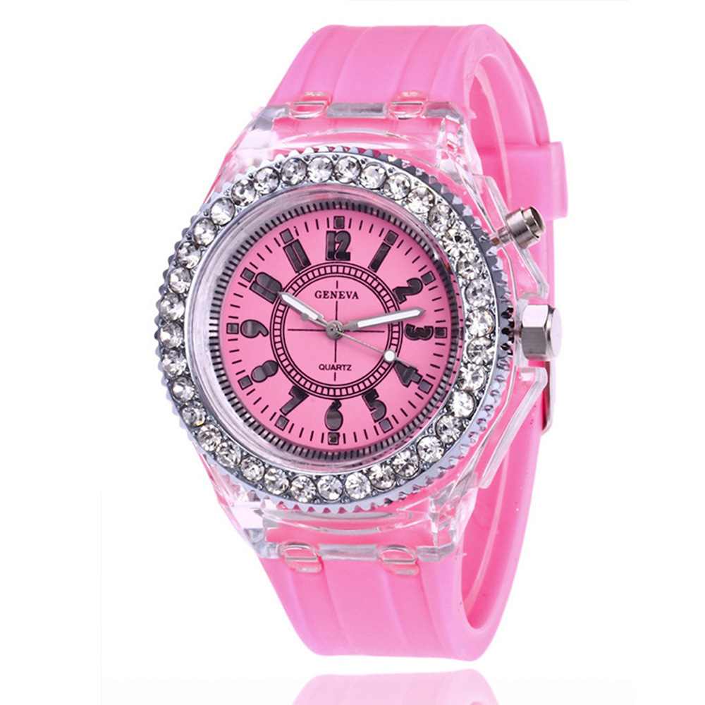 Watch Set Luminous Colorful Watch Diamond Luminous Silicone Glow Watch