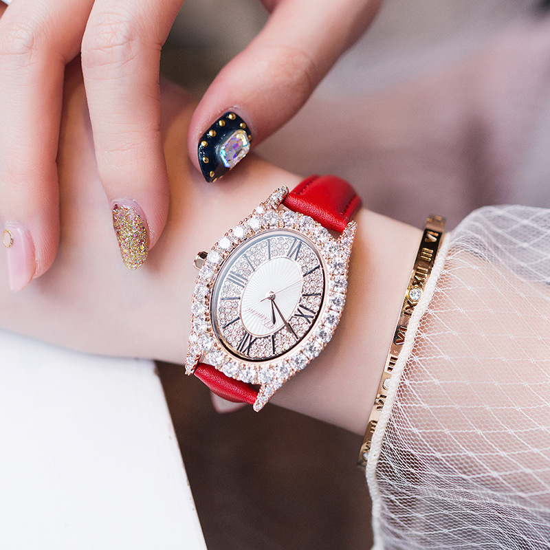Leather Watch  Women&#039;s Watch Leather Watch Korean Casual Full Diamond Women&#039;s Watch