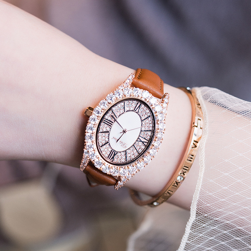 Leather Watch  Women&#039;s Watch Leather Watch Korean Casual Full Diamond Women&#039;s Watch
