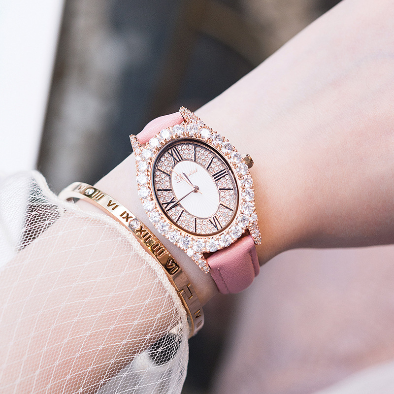 Leather Watch  Women&#039;s Watch Leather Watch Korean Casual Full Diamond Women&#039;s Watch