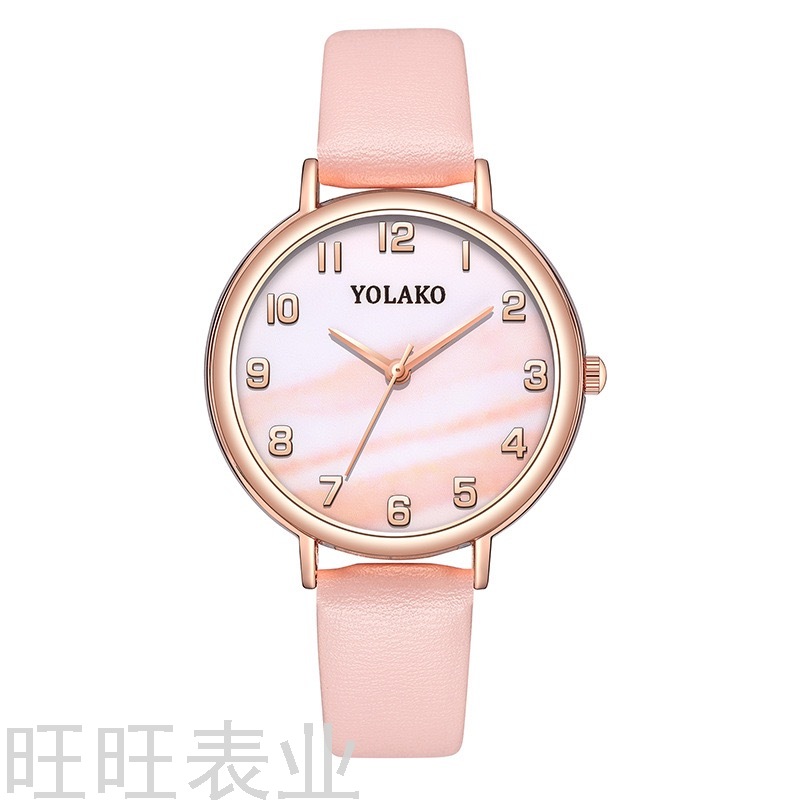 Foreign Trade Hot Digital Women&#039;s Watch Artistic Fashion Leather Watch Female Malachite Texture Dial Small Green Watch