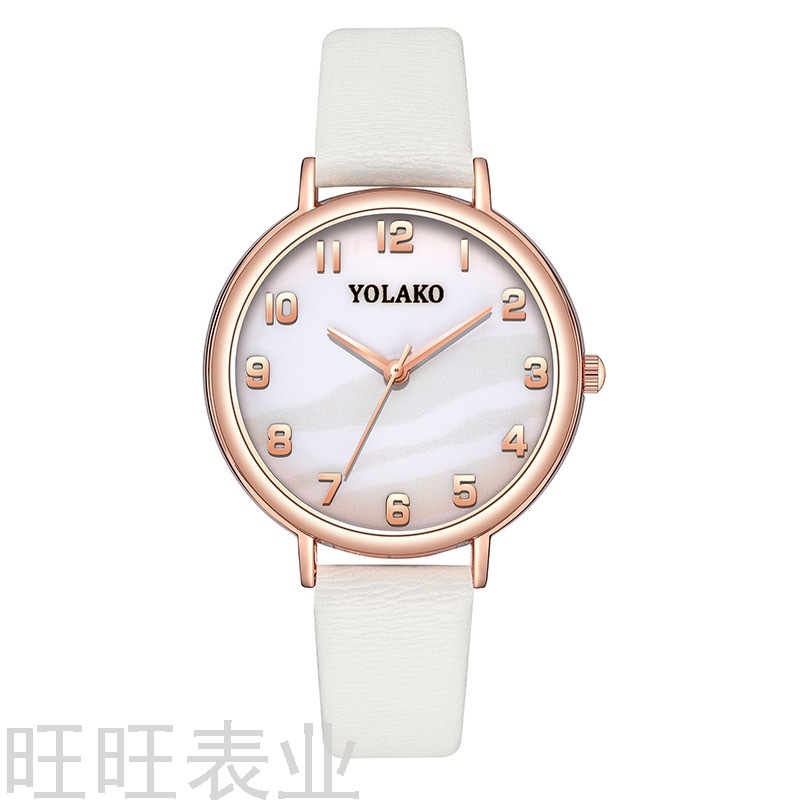 Foreign Trade Hot Digital Women&#039;s Watch Artistic Fashion Leather Watch Female Malachite Texture Dial Small Green Watch