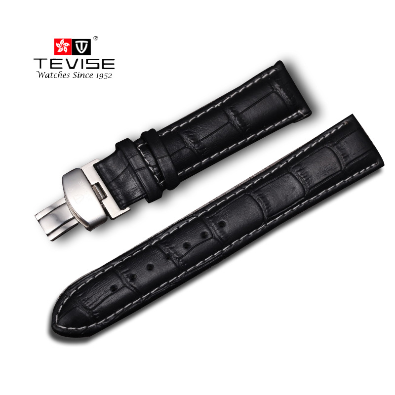 Swiss Tevise Tevise Factory Direct Sales Leather Watch Strap Leather Belt Can Be Customized