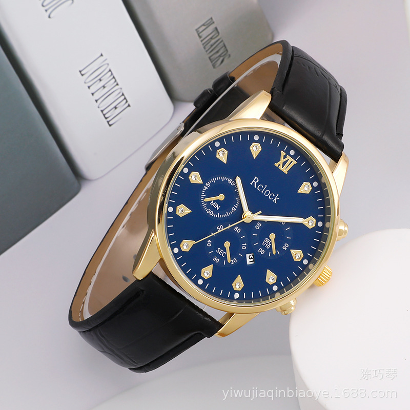 Foreign Trade New Leather Watch Strap Men&#039;s Watch Calendar Quartz Watch Business Gift Watch Classic Look Men&#039;s Watch