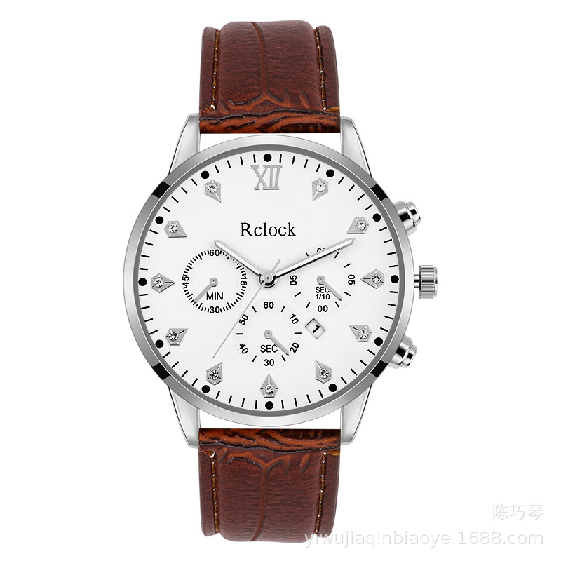 Foreign Trade New Leather Watch Strap Men&#039;s Watch Calendar Quartz Watch Business Gift Watch Classic Look Men&#039;s Watch
