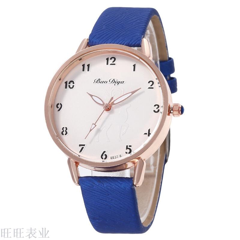 Cross-border new simple elk pattern lady style wrist watch casual leather watch lady spot