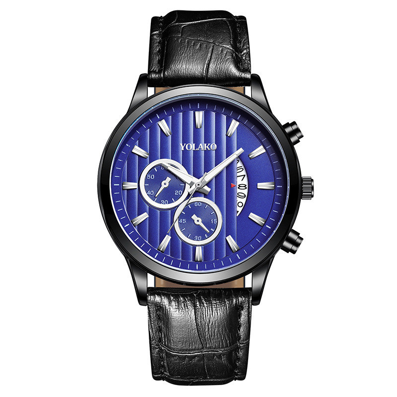 Foreign Trade Popular Style Two-Eye Calendar Men&#039;s Watch Leather Watch Strap Men&#039;s Quartz Watch Manufacturer One Piece Dropshipping Men Watch