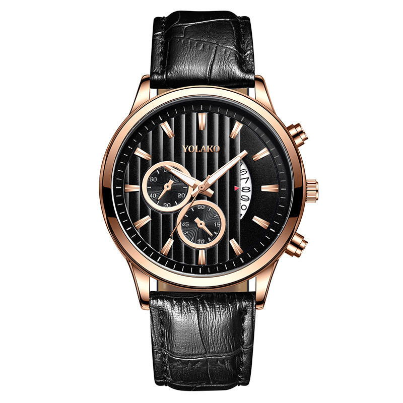 Foreign Trade Popular Style Two-Eye Calendar Men&#039;s Watch Leather Watch Strap Men&#039;s Quartz Watch Manufacturer One Piece Dropshipping Men Watch