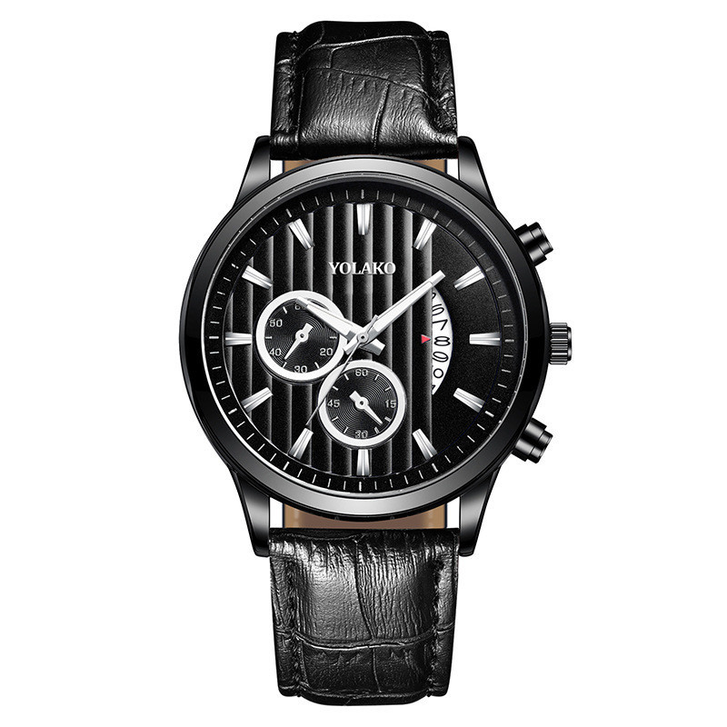 Foreign Trade Popular Style Two-Eye Calendar Men&#039;s Watch Leather Watch Strap Men&#039;s Quartz Watch Manufacturer One Piece Dropshipping Men Watch