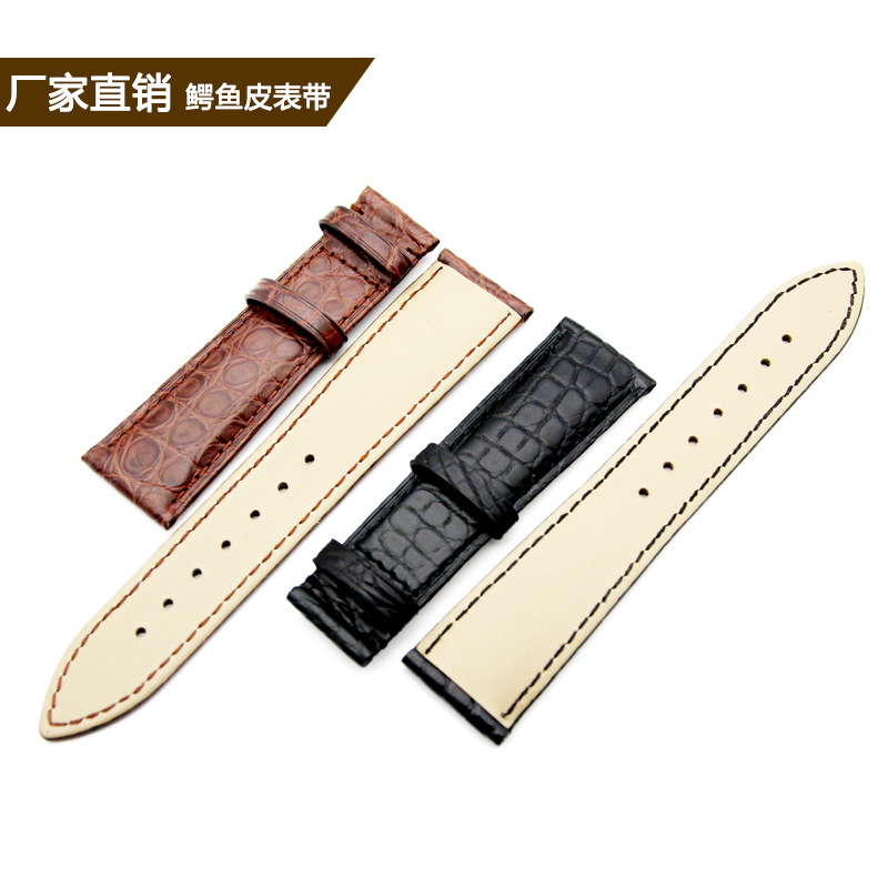 Crocodile Leather Watch Strap round Pattern Real Crocodile Skin Factory in Stock Wholesale General-Purpose Watch Band Custom Real Leather Watch Strap
