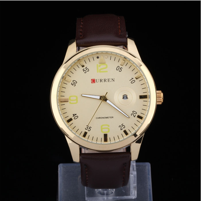 CURREN the Black Dial Leather watch men&#039;s outdoor calendar, luminous