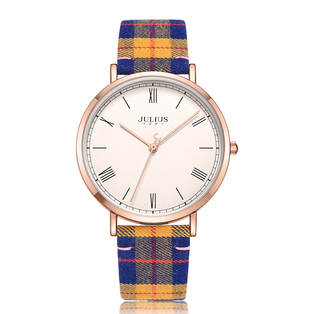 Julius Simple British Style Academic Fashion Trend Canvas Strap Waterproof Watch Women&#039;s Watch JA-1015