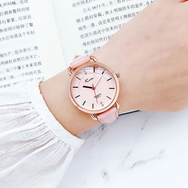 Douyin Style Watch Female Student Korean Simple Belt Waterproof Watch Girl Lady Fashion Watch