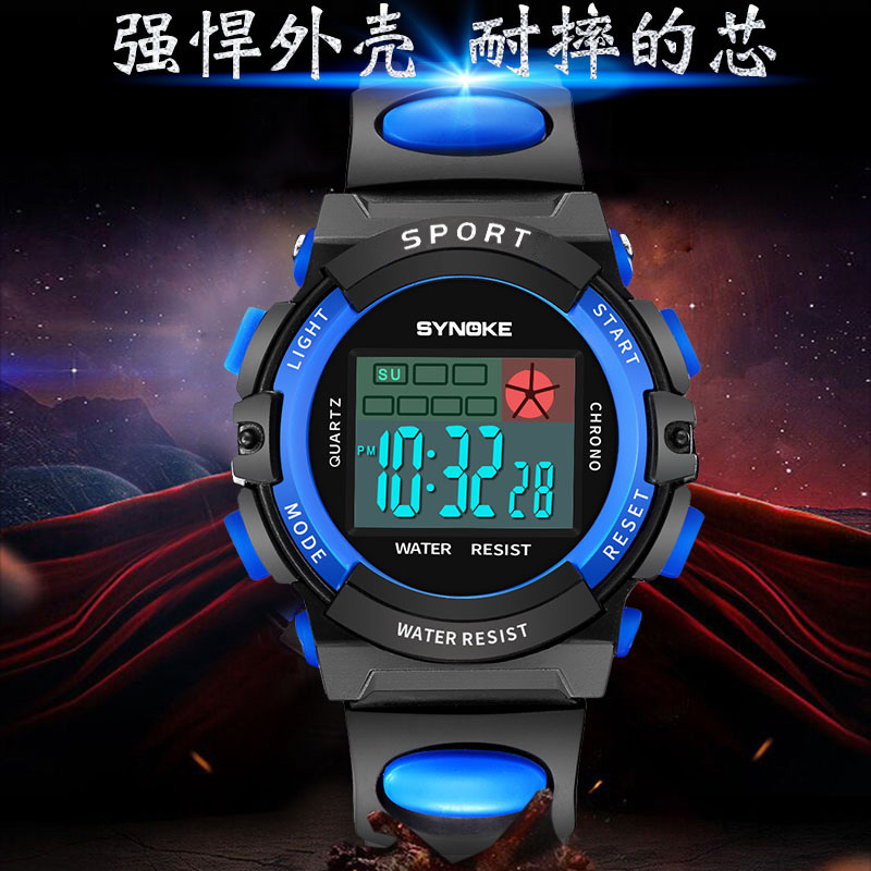 Trendy Fashion Electronic Watch Children&#039;s Watch Multifunctional Digital Display Luminous Student Electronic Watch Waterproof Watch