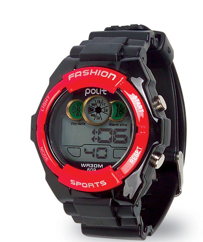 POLI men&#039;s waterproof watch electronic watch with luminous dial three rings