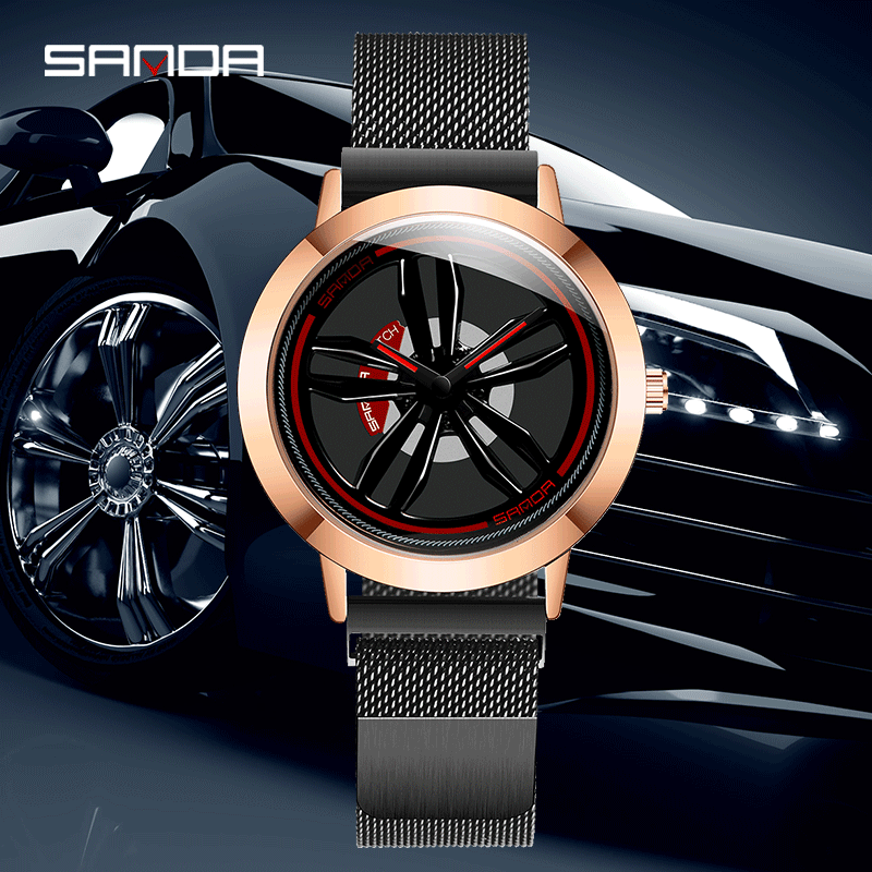 Sanda New Personalized Be in Good Luck Watch Men and Women Wormhole Men&#039;s Quartz Watch Student Mesh Waterproof Watch