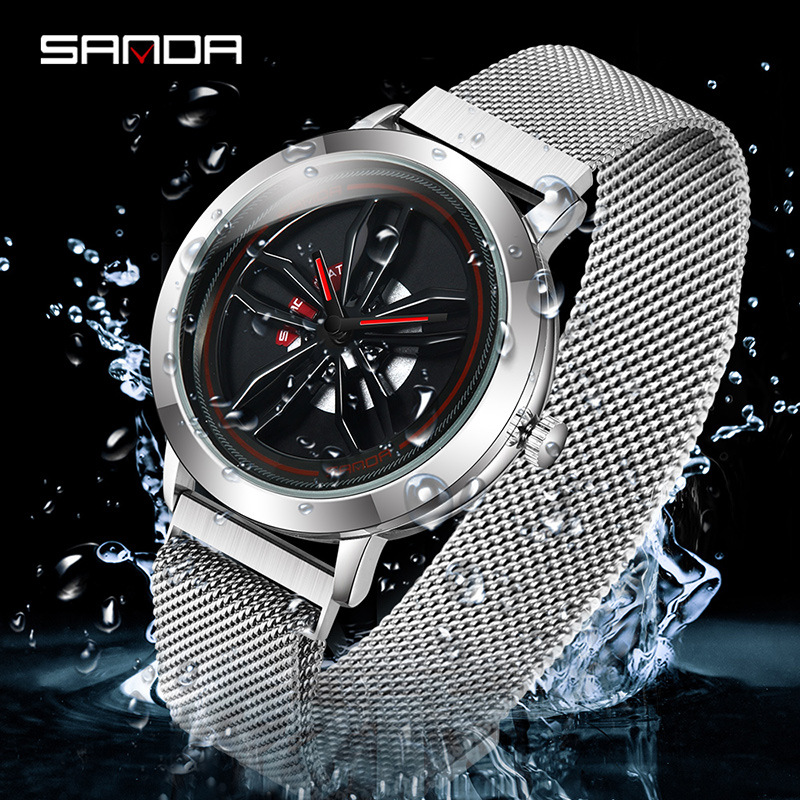 Sanda New Personalized Be in Good Luck Watch Men and Women Wormhole Men&#039;s Quartz Watch Student Mesh Waterproof Watch