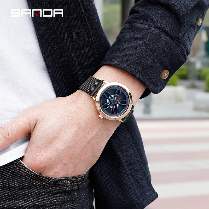 Sanda New Personalized Be in Good Luck Watch Men and Women Wormhole Men&#039;s Quartz Watch Student Mesh Waterproof Watch