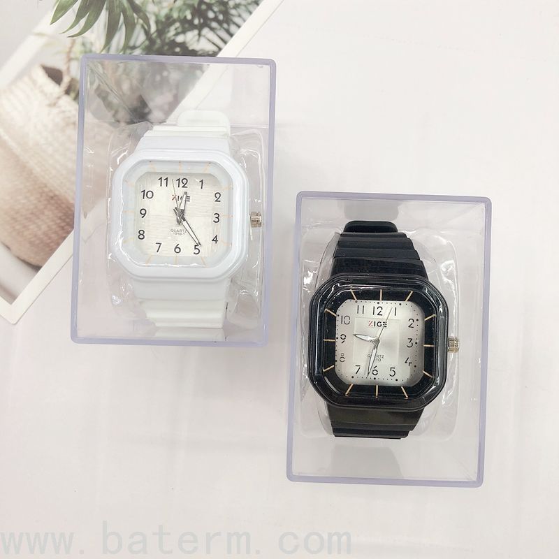 Korean Style Macaron Square Simple Digital Waterproof Watch Trendy Male and Female Students Hand Mounting Exam  Watch