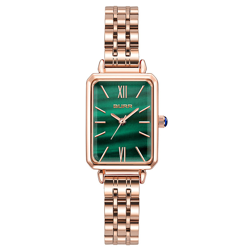 Burr Small Green Watch Kuaishou Tik Tok Audio Network Red Good Things Selected Live Wholesale Niche Square Waterproof Watch for Women