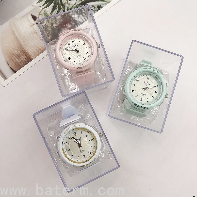 New Macaron Color Fashionable Simple Digital Waterproof Watch Trendy Male and Female Student Watch Exam Quartz Watch