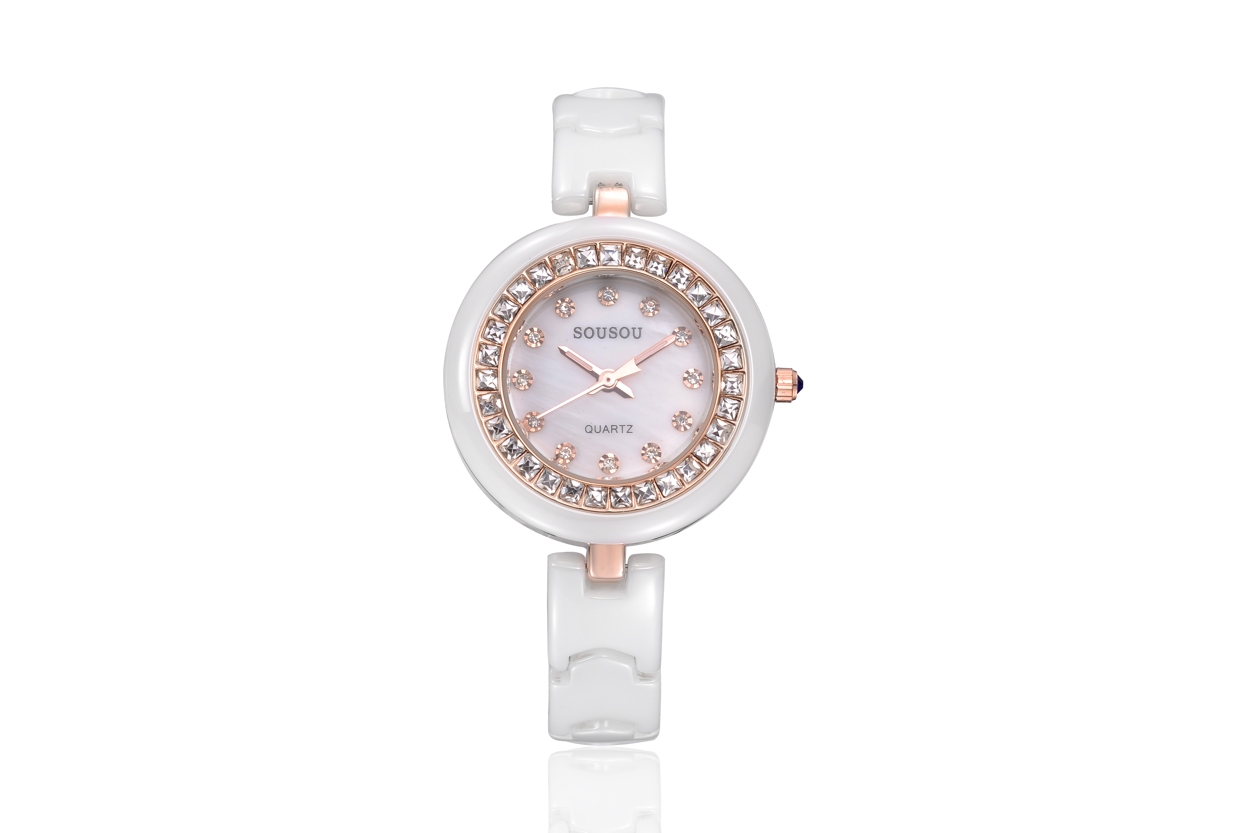Huangdun new ladies zinc alloy watch butterfly button ceramic watch manufacturers direct - selling watches