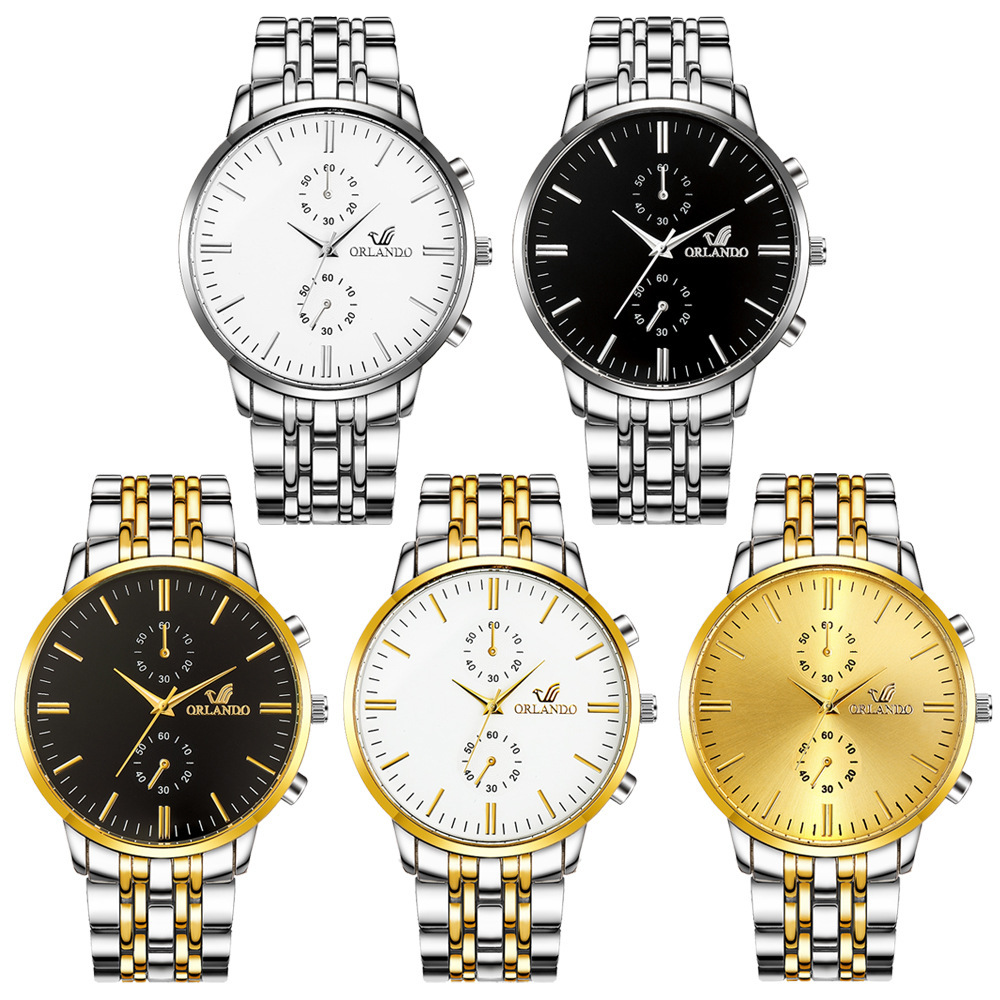 Men&#039;s Or Room Gold Steel Watch Simple Scale Business Watch Eyes by Alloy Watch in Stock Wholesale