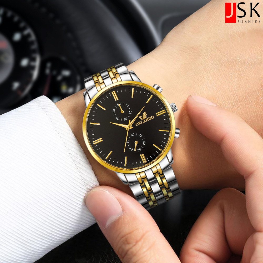 Men&#039;s Or Room Gold Steel Watch Simple Scale Business Watch Eyes by Alloy Watch in Stock Wholesale