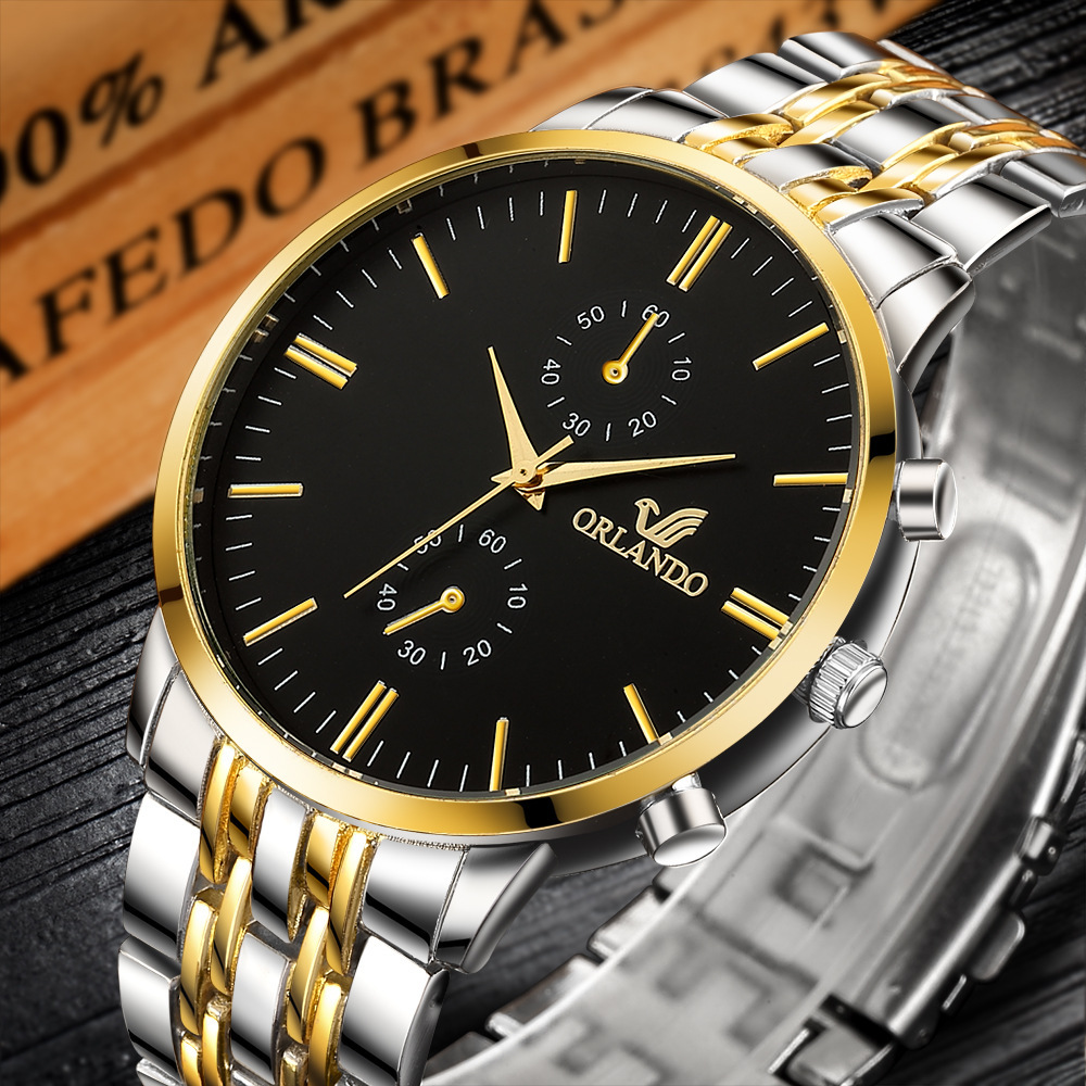 Men&#039;s Or Room Gold Steel Watch Simple Scale Business Watch Eyes by Alloy Watch in Stock Wholesale