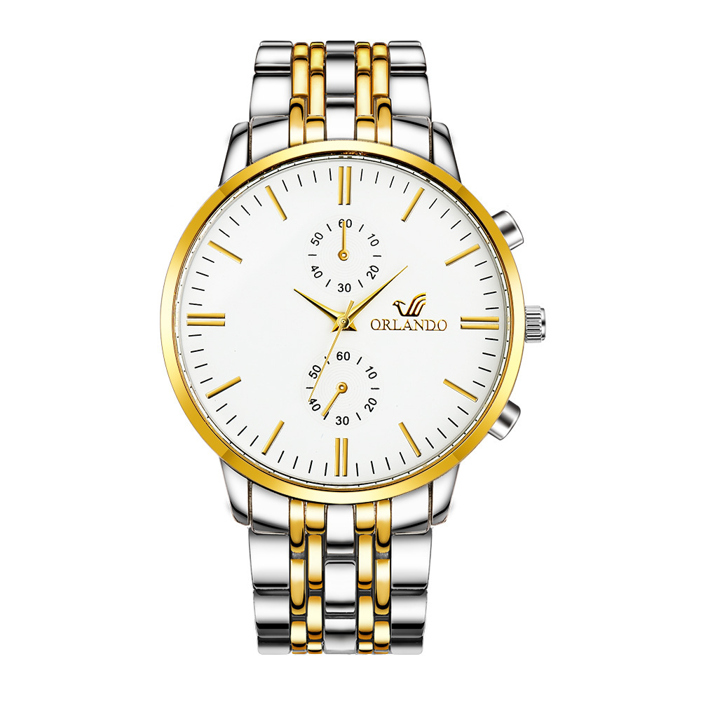 Men&#039;s Or Room Gold Steel Watch Simple Scale Business Watch Eyes by Alloy Watch in Stock Wholesale