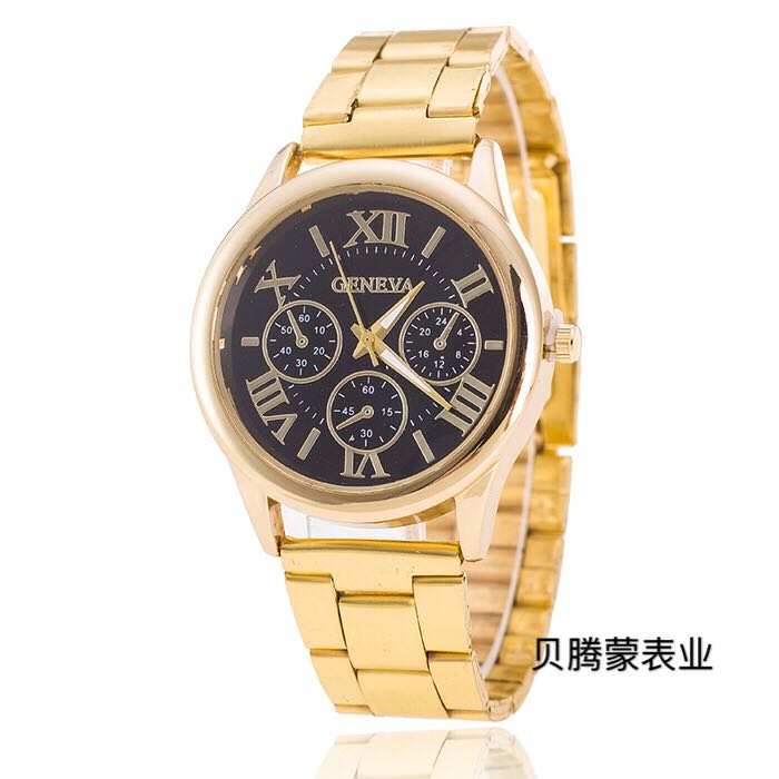 Foreign trade hot style fashion sales gold false three eyes decorative color literal alloy watch band watch