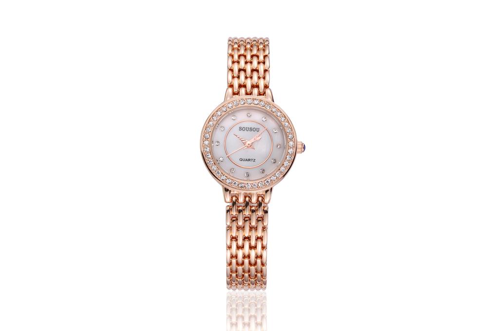 Huangdun 2018 new quartz zinc alloy watch insert diamond waterproof watch for life