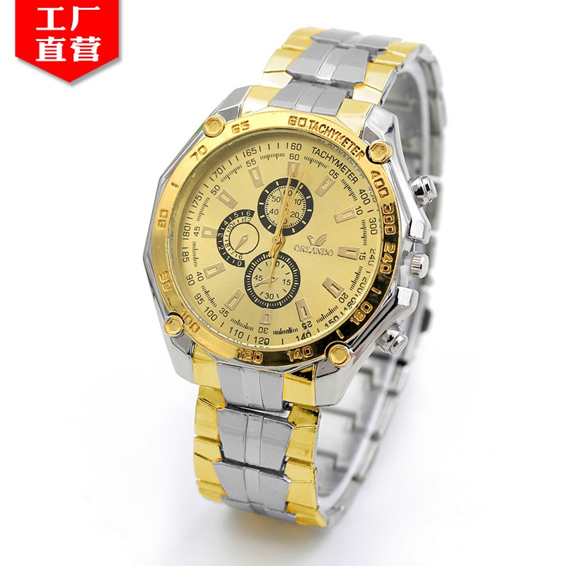 Hot style more gold men watch fashion men&#039;s alloy watch casual quartz watch manufacturers direct sales