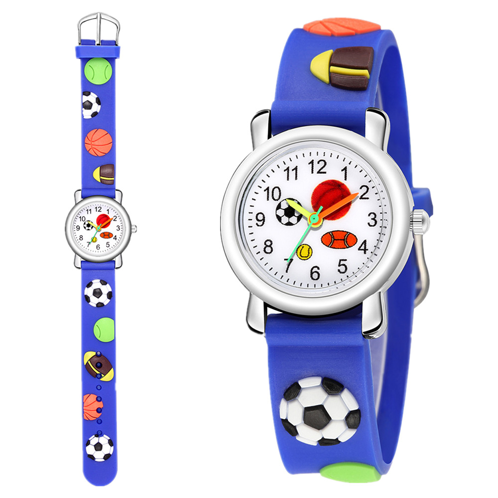 Children&#039;s Cartoon Watch 3D Relief Plastic Belt Student Watch Ball Sports Style Boys and Girls Student Watch