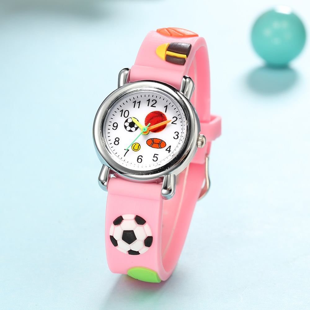 Children&#039;s Cartoon Watch 3D Relief Plastic Belt Student Watch Ball Sports Style Boys and Girls Student Watch