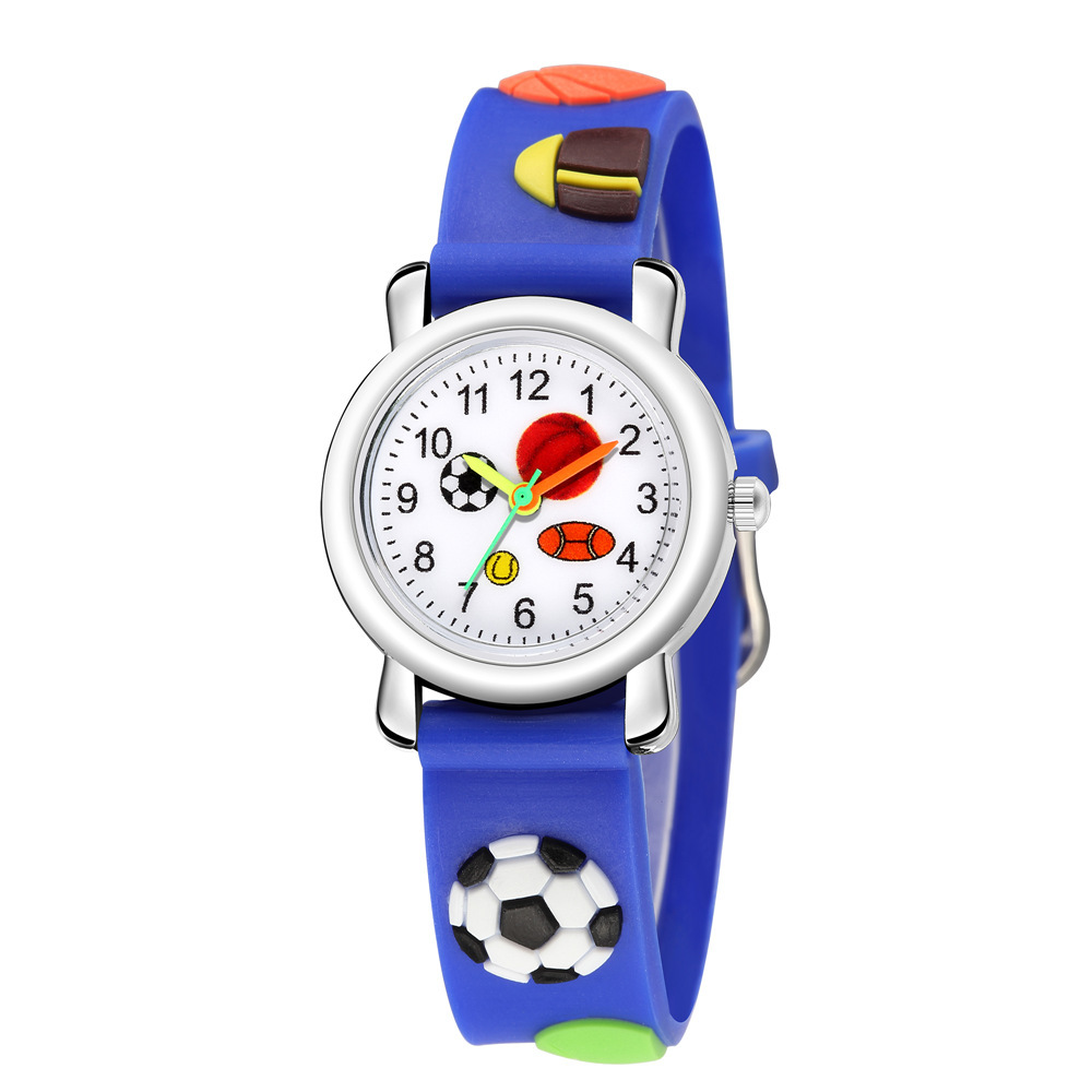 Children&#039;s Cartoon Watch 3D Relief Plastic Belt Student Watch Ball Sports Style Boys and Girls Student Watch