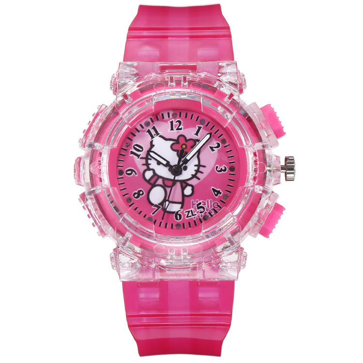 Factory Direct Sales Colorful Light Luminous Children&#039;s Watch Cartoon Hello Kitty Cute Boys and Girls Electronic Cartoon Watch