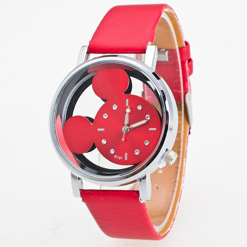 Factory in Stock Children&#039;s Cartoon Watch One Piece Dropshipping Fashion Watch Hollow Cartoon Mi Cartoon Mouse Watch