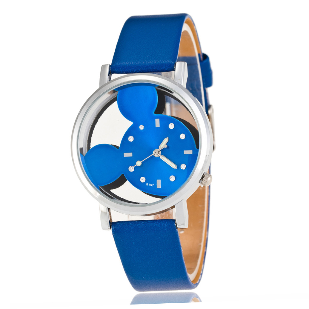 Factory in Stock Children&#039;s Cartoon Watch One Piece Dropshipping Fashion Watch Hollow Cartoon Mi Cartoon Mouse Watch