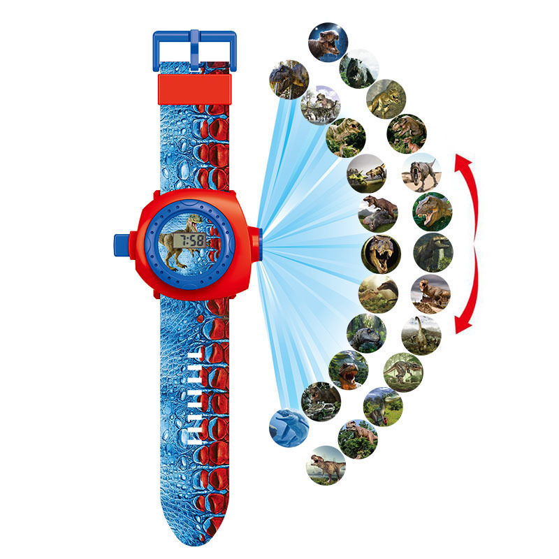 Children&#039;s Cartoon Electronic Watch 3D Dinosaur 24 Figure Projection Cartoon Watch
