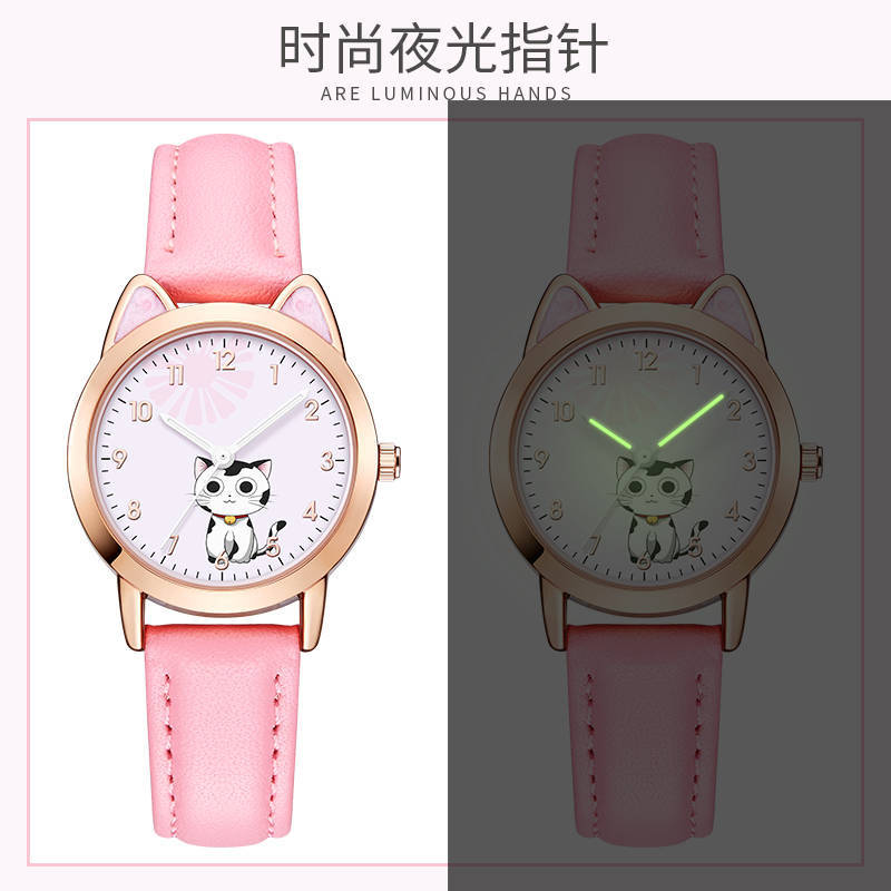 Children&#039;s Pointer Quartz Electronic Watch Girl Waterproof 5-15 Years Old Elementary Cartoon Watch
