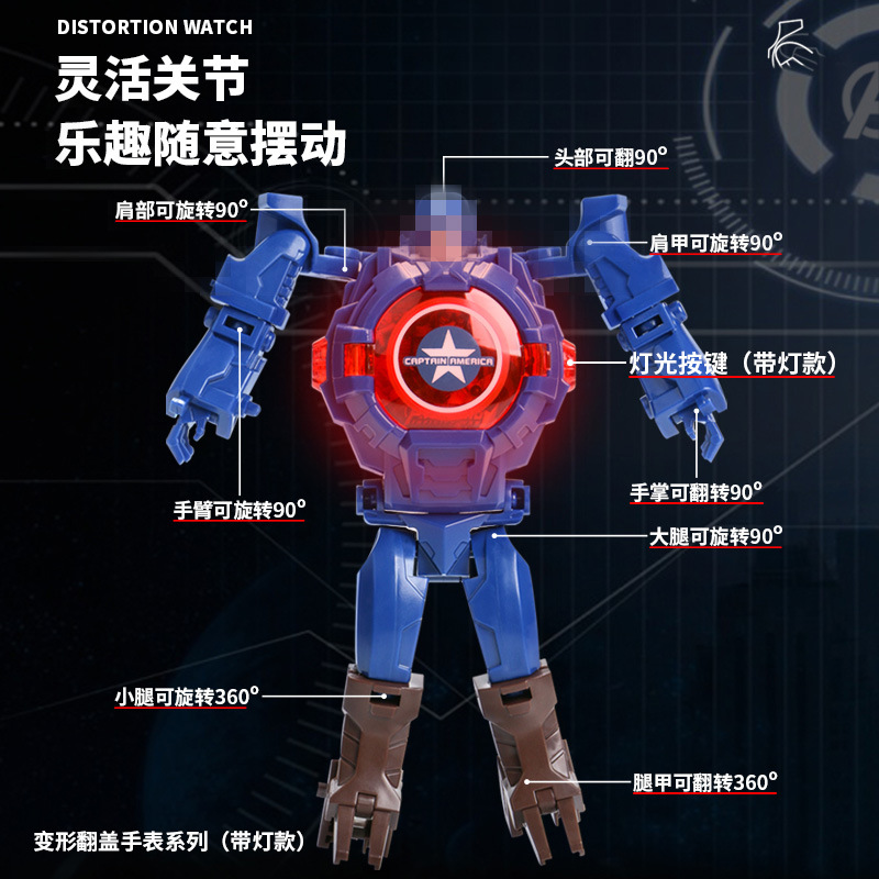 Children&#039;s Cartoon Watch Douyin Toy Piggy Girl Transformation Treasure Kindergarten Gift 3D Projection Electronic Watch