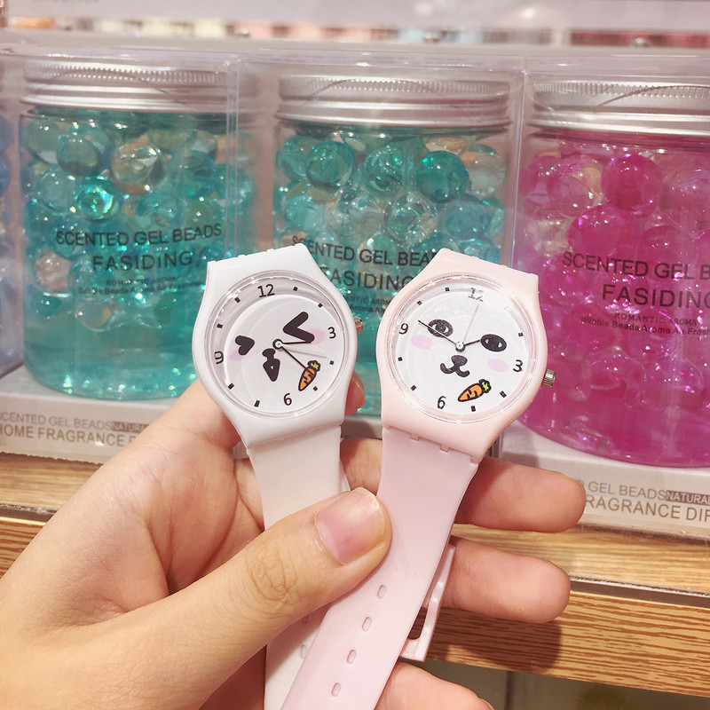 New Silicone Candy Color Jelly Children&#039;s Watch Girl Girl Soft Girl Student Color Japanese Cartoon Watch