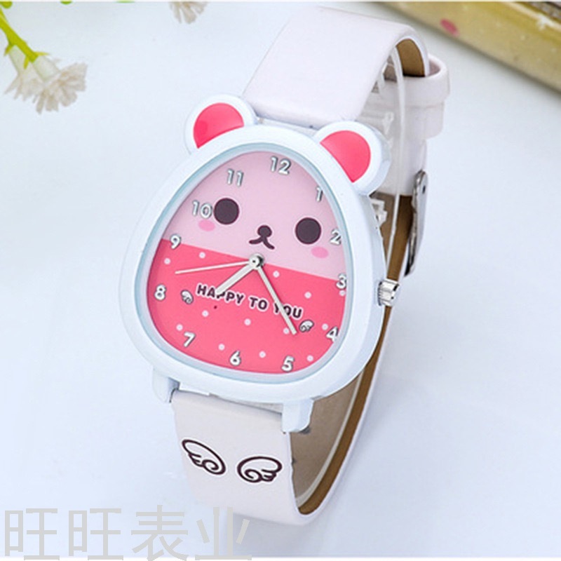 New Children&#039;s Watch Leather-Belt Watch Cartoon Watch Female Genuine Leather Made Simple Quartz Watch Cute Student Watch